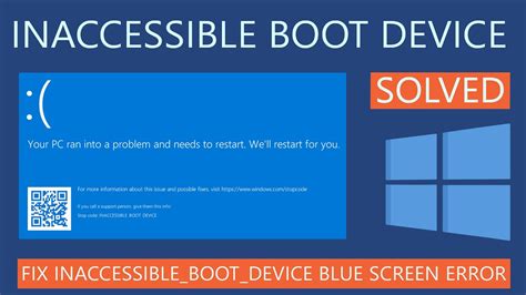 inaccessible boot device won't boot